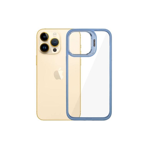 [PO26BIP14PMAX-5-16] Iphone 14 Pro Max Luxury Plating Invisible Fold Holder Camera Lens Stand Phone Case (Sky Blue)