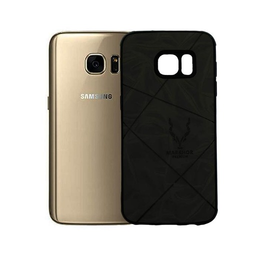 [PO18BSS7-1-2] Samsung S7 Markhor Logo Back Leather Case (Black)