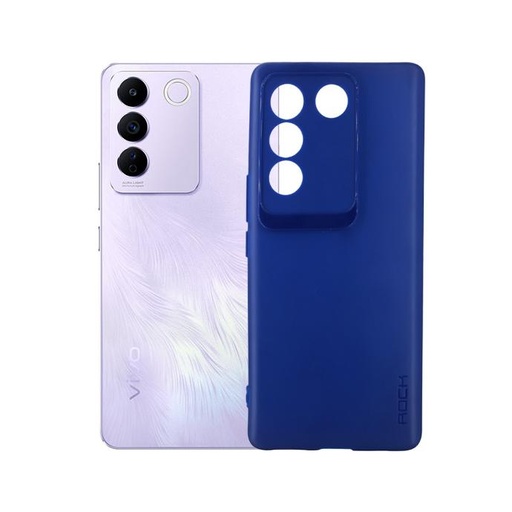 [PO14BViV27-8-17] Navy Blue Soft Silicone Back Case for Vivo V27 - Durable Protection