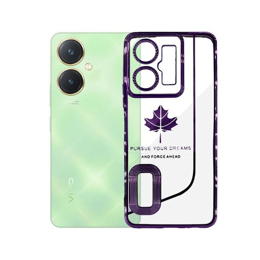 [PO29BVIY27-28-12] Vivo Y27 Leaf CD Chrome Back Case (Deep Purple)