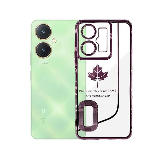 [PO29BVIY27-28-26] Vivo Y27 Leaf CD Chrome Back Case (Ash Rose)