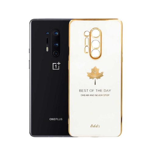 [PO29B1PL8PR-6-1] OnePlus 8 Pro Leaf Gold Chrome Back Case (White)