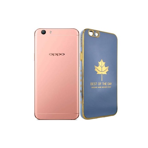 [PO29BOF1S-6-16] Oppo F1S/A59/A59S Leaf Gold Chrome Back Case (Sky Blue)