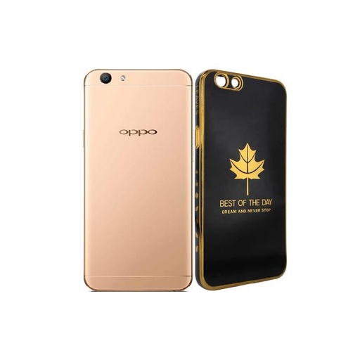 [PO29BOF1S-6-2] Oppo F1S/A59/A59S Leaf Gold Chrome Back Case (Black)