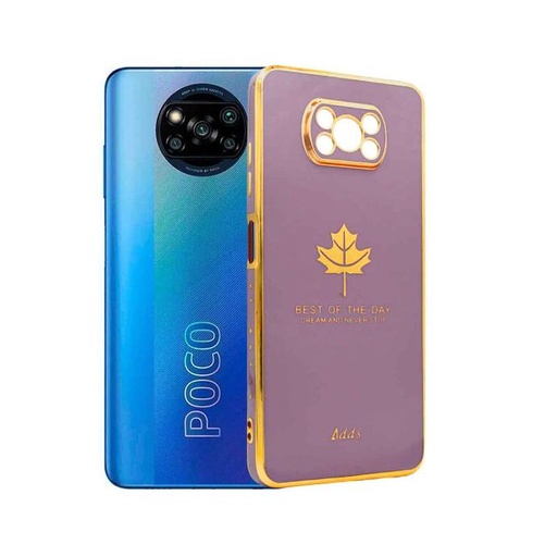 [PO29BMIPOCX3-6-29] Xiaomi Poco X3/X3 Nfc/X3 Pro Leaf Gold Chrome Back Case (Light Purple)