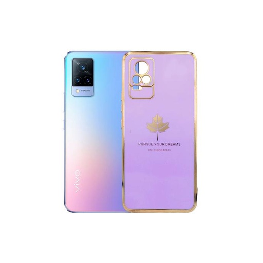 [PO29BVIV21E-6-29] Vivo V21E Leaf Gold Chrome Case Light Purple – Slim Stylish Cover