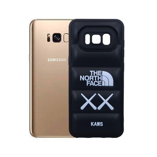 [PO14BSS8-18-2] Samsung S8 Puffer Back Print Soft Silicone Back Case (Black)