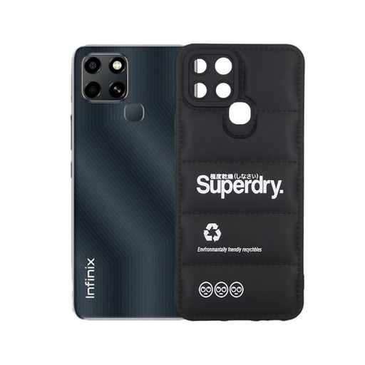 [PO14BISMRT6-18-2] Infinix Smart 6 Puffer Back Print Soft Silicone Back Case (Black)