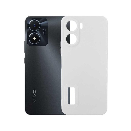 [PO14BVIY16-9-1] White Soft Silicone Camera Lens Back Case for Vivo Y16 4G - Stylish Protection