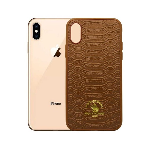 [PO43BIP8X-4-13] Iphone X|XS Polo Logo Back Print Back Case (Brown)