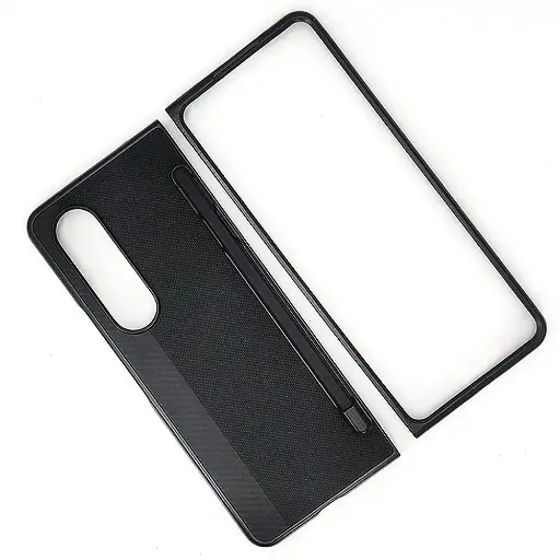[PO18BSZFLD4-1-2] Samsung Galaxy Z Fold 4 Leather Back Pen Case (Black)