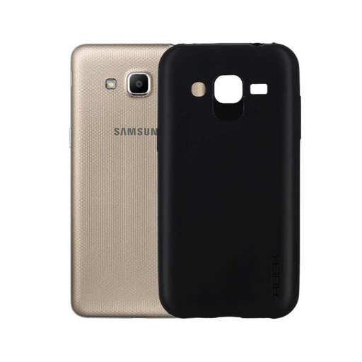 [PO14BSJ2-11-2] Samsung J2 Rock Case - Soft Silicone Back, Black Color
