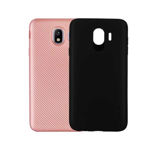 [PO14BSJ4-11-2] Samsung J4 Rock Case - Soft Silicone Back, Black Color