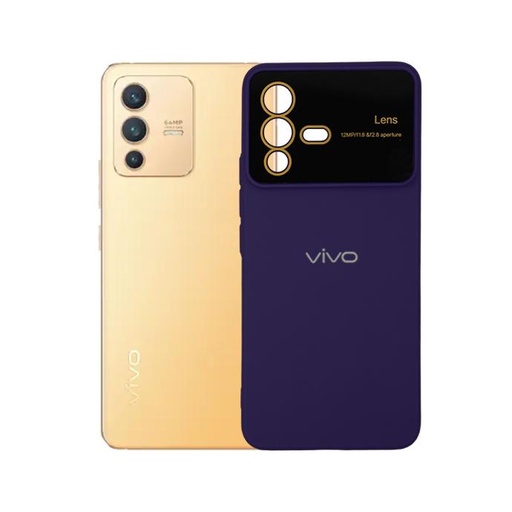 [PO15BVIV23 5G-15-12] Vivo V23 5G Soft Silicone Back With Camera Lens Back Case (Purple)