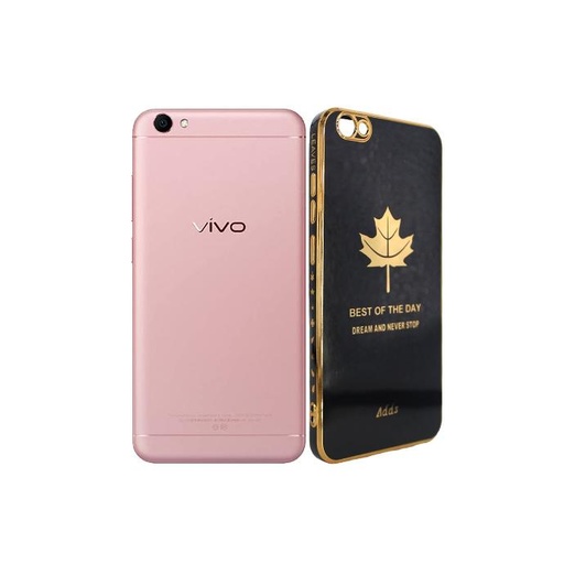 [PO29BVIY67-6-2] Vivo Y67 Leaf Gold Chrome Back Case (Black)