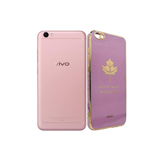 [PO29BVIY67-6-29] Vivo Y67 Leaf Gold Chrome Back Case (Light Purple)