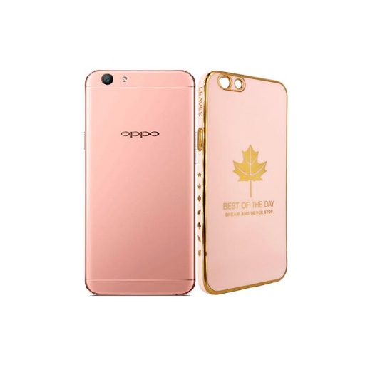 [PO29BOF1S-6-22] Oppo F1S/A59/A59S Leaf Gold Chrome Back Case (Baby Pink)