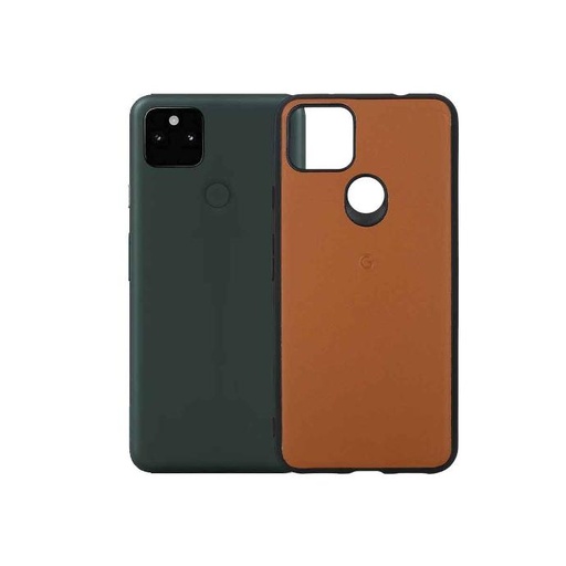 [PO32BGPXL5A 5G-7-13] Google Pixel 5A 5G Logo Leather Hard Back Case (Brown)
