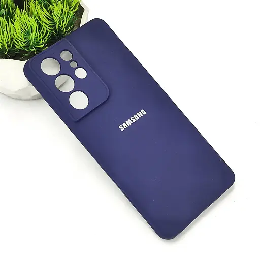 [PO23BSS21U-1-17] Samsung S21 Ultra Original Official Soft Silky Back Case (Navy Blue)