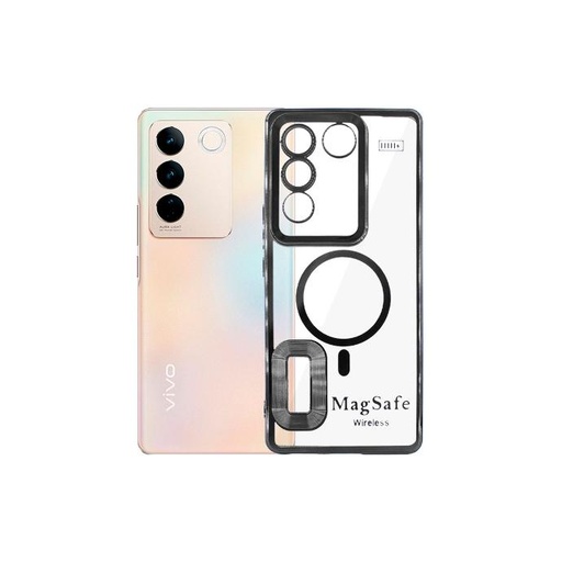 [PO29BVIV27-29-2] Vivo V27 MagSafe CD Chrome Black Case – Slim Magnetic TPU Cover