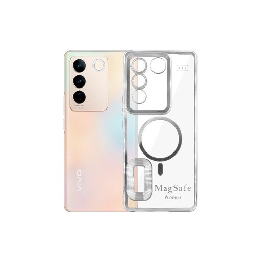 [PO29BVIV27-29-7] Vivo V27 MagSafe CD Chrome Back Case Silver – Slim TPU Cover