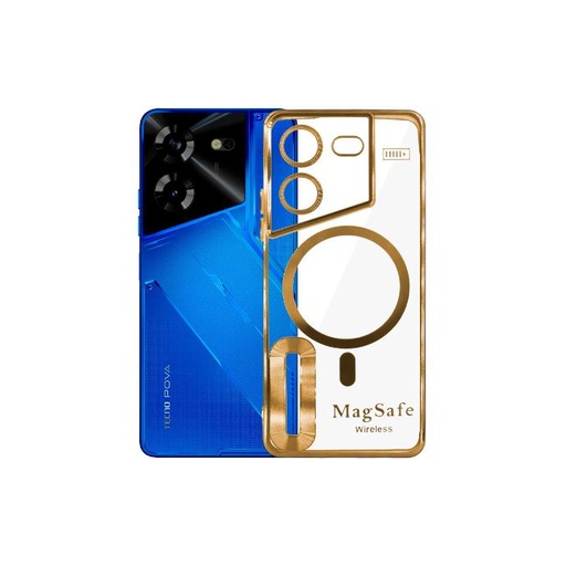 [PO29BTPOV5-29-5] Tecno Pova 5|Pova 5 Pro 5G  Magsafe CD Chrome Back Case (Golden)