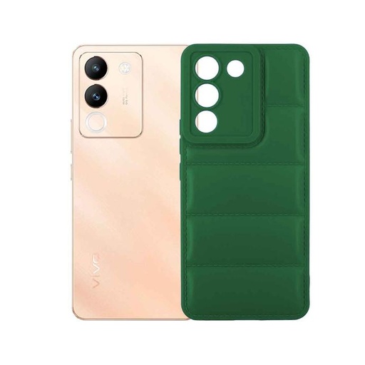 [PO14BVIV29E-17-11] Green Puffer Soft Silicone Back Case for Vivo V29e - Stylish Protection