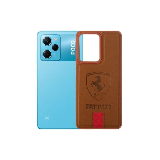 [PO32BMIPOCX5PR 5G-8-13] Xiaomi Poco X5 Pro 5G Ferrari Brand Leather Back Case (Brown)