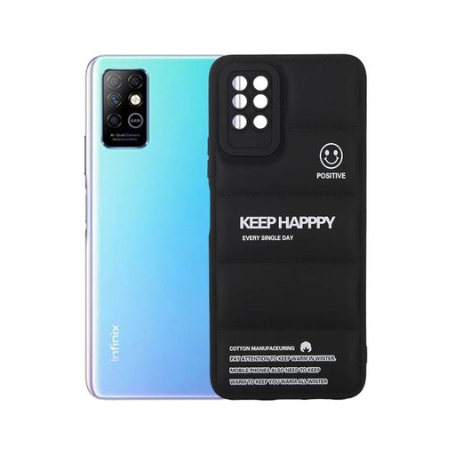 [PO14BINOT8-18-2] Infinix Note 8 Puffer With Polish Back Print Soft Silicone Back Case (Black)
