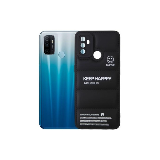 [PO14BOA53-18-2] Oppo A53 Puffer With Polish Back Print Soft Silicone Back Case (Black)