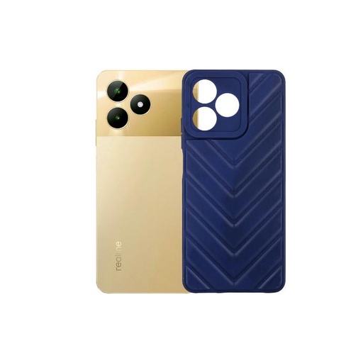 [PO14BORLMC51-13-17] Oppo Realme C51|C53 V Shape Puffer Back Case (Navy Blue)