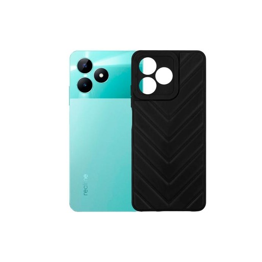 [PO14BORLMC51-13-2] Oppo Realme C51|C53 V Shape Puffer Back Case (Black)