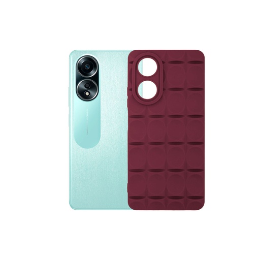 [PO14BOA58-32-21] Oppo A58 4G Puffer Soft Silicone Back Case (Maroon)