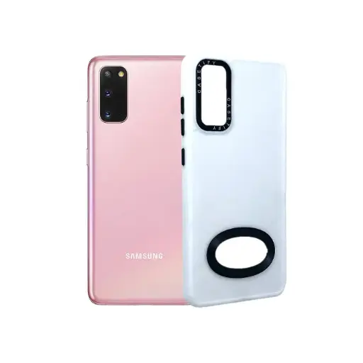 [PO29BSS20-35-1] Samsung S20 Casetify Soft Silicone Logo Chrome Back Case (White)
