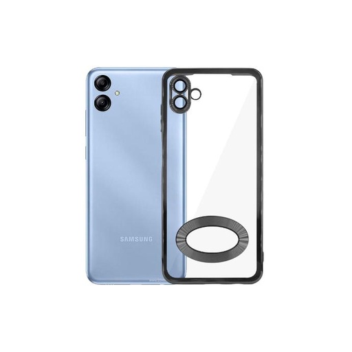 [PO29BSA04-8-2] Samsung A04 CD Chrome Camera Lens Back Case (Black)
