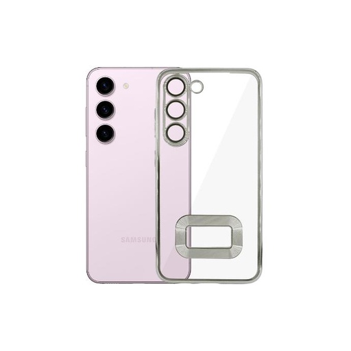 [PO29BSS23-8-7] Samsung S23 CD Chrome Back Case (Silver)