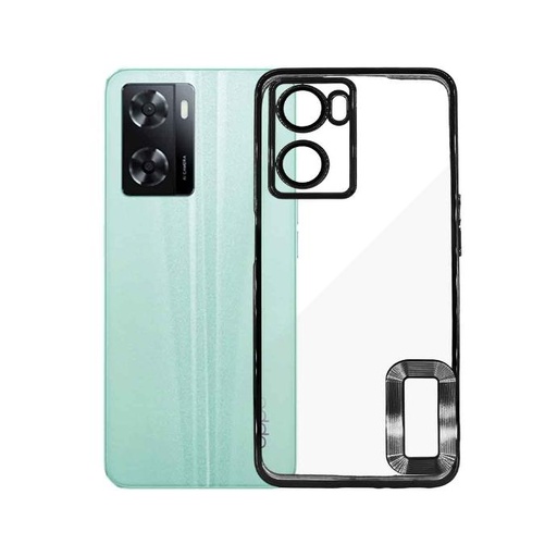 [PO29BOA57 4G-8-2] Oppo A57 4G CD Chrome With Camera Lens & Logo Back Case (Black)
