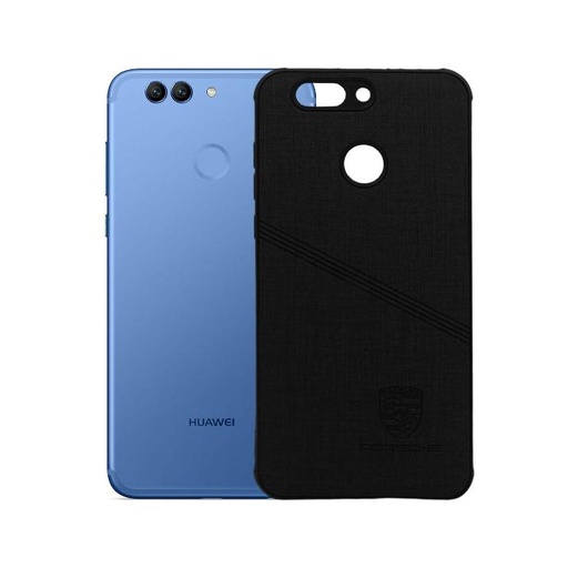 [PO18BHUNOV2PL-15-2] Huawei Nova 2 Plus Porshe Logo Leather Back Case (Black)