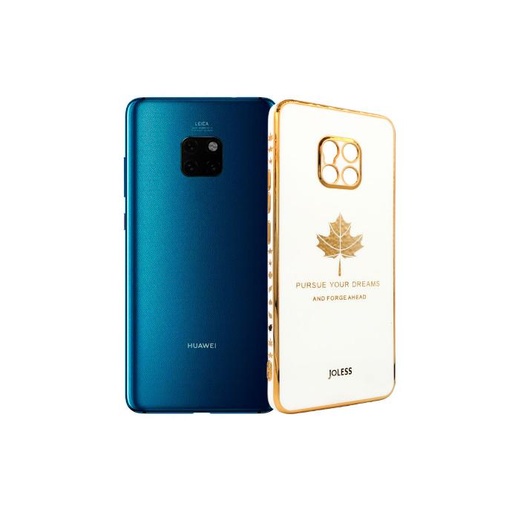 [PO29BHUMAT20PR-6-1] Huawei Mate 20 Pro Leaf Gold Chrome Back Case (White)