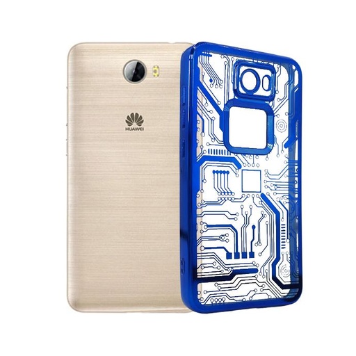 [PO29BHUY5ii-28-3] Huawei Y5ii Leaf CD-Chrome & Logo Back Case (Blue)