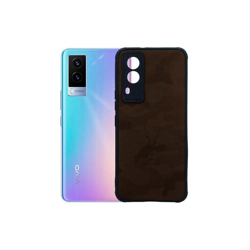 [PO18BVIV21E 5G-3-13] Vivo V21E 5G Markhor Logo Leather Back Case (Brown)