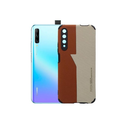 [PO18BHUY9S-3-13] Huawei Y9s Huida Dual Leather Back Case (Brown) - Stylish Protection