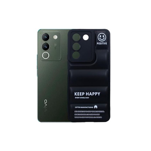 [PO14BVIV29E-18-2] Black Puffer Print Soft Silicone Back Case for Vivo V29e - Stylish Protection