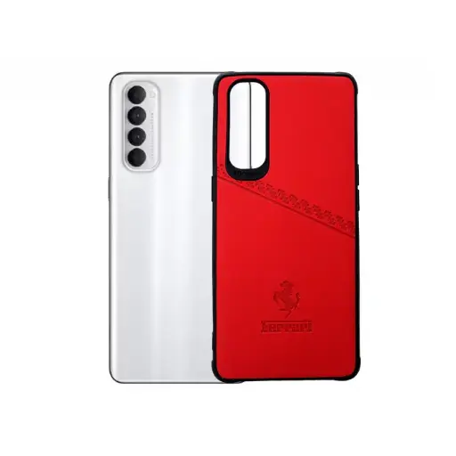 [PO18BORNO4PR-1-4] Oppo Reno 4 Pro Ferrari Logo Leather Back Case (Red)