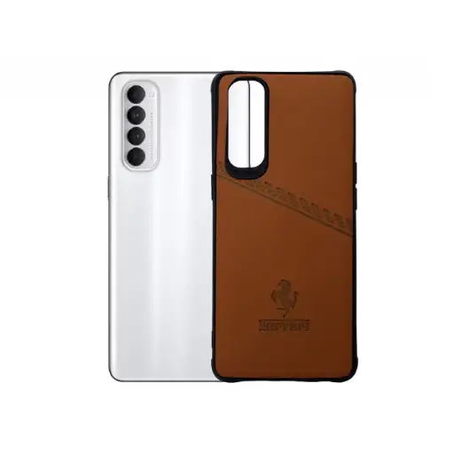 [PO18BORNO4PR-1-13] Oppo Reno 4 Pro Ferrari Logo Leather Back Case (Brown)