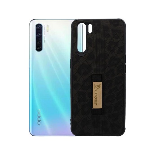 [PO18BOF15-8-2] Oppo F15|Reno 3 4G Soft Leather Back Grip Case (Black)