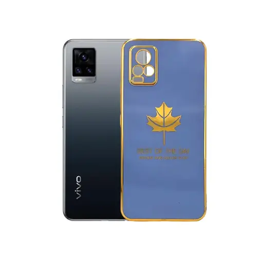 [PO29BVIV20-6-16] Vivo V20 Leaf Gold Chrome Case Sky Blue – Slim Soft Silicone Cover