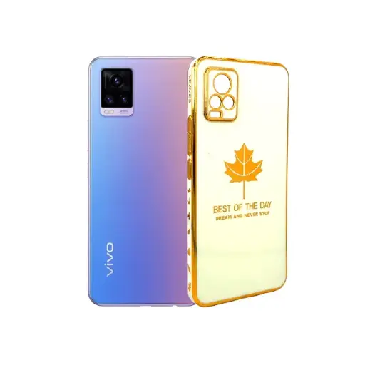 [PO29BVIV20-6-32] Vivo V20 Leaf Gold Chrome Case Skin – Slim Elegant Silicone Cover