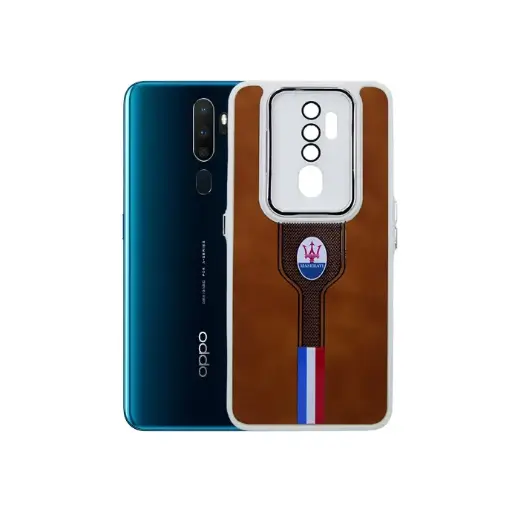 [PO18BOA5TW-17-13] Oppo A5 2020|A9 2020 Ferrari Logo Leather With Camera Lens Back Case (Brown)
