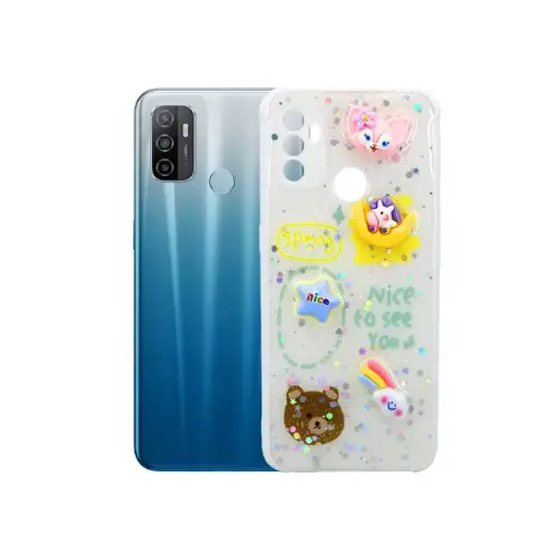 [PO9BOA53-3-1] Oppo A53 Cute Cartoon Printed Back Case (White)